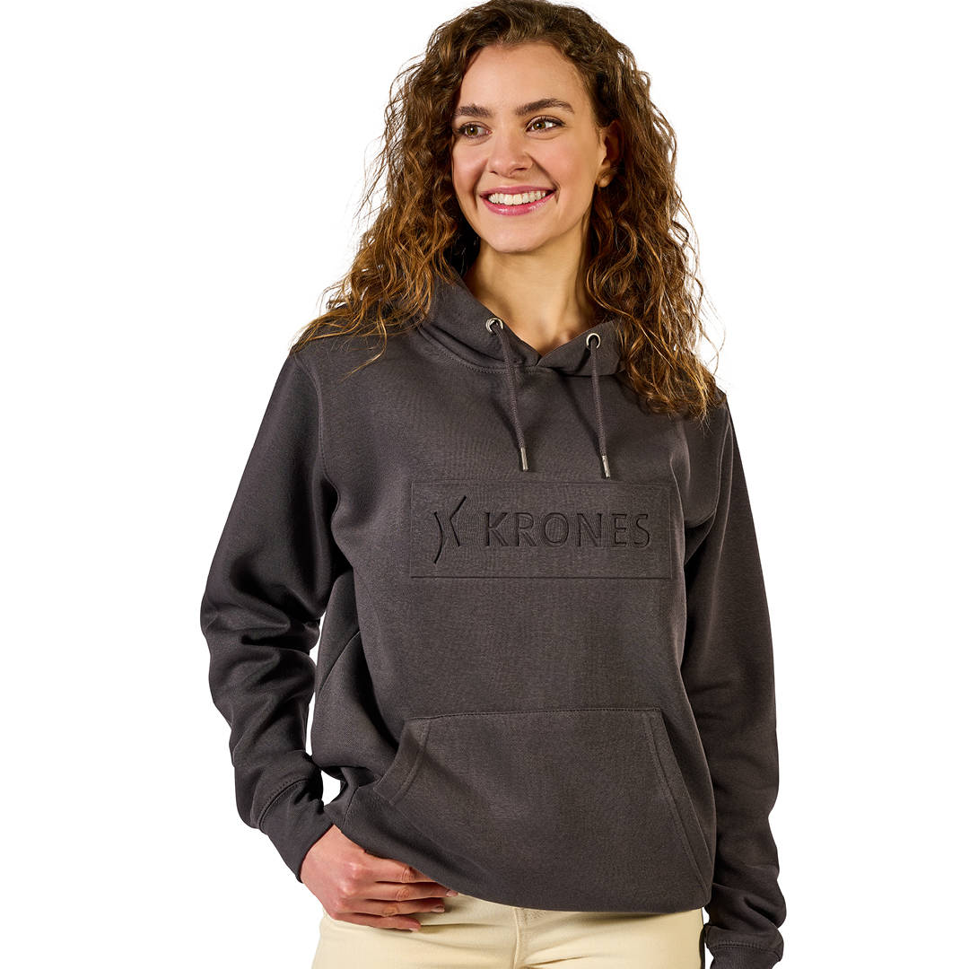 Grauer Krones Hoodie mit geprägtem Logo auf der Vorderseite